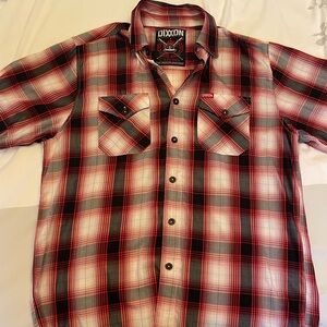 DIXXON Red, Black & White Short-Sleeve Plaid Button-Down Shirt